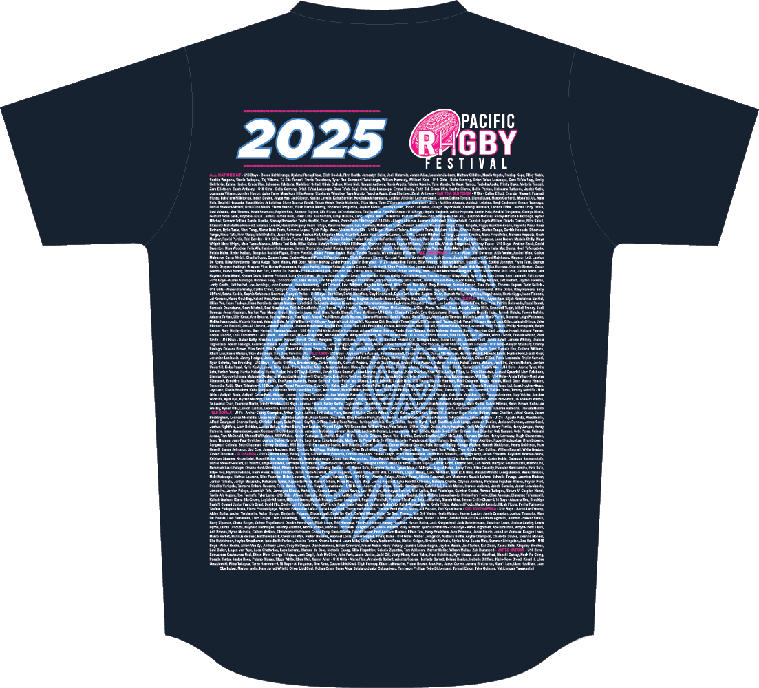 2025 Pacific Youth Rugby Festival Names T-Shirt
