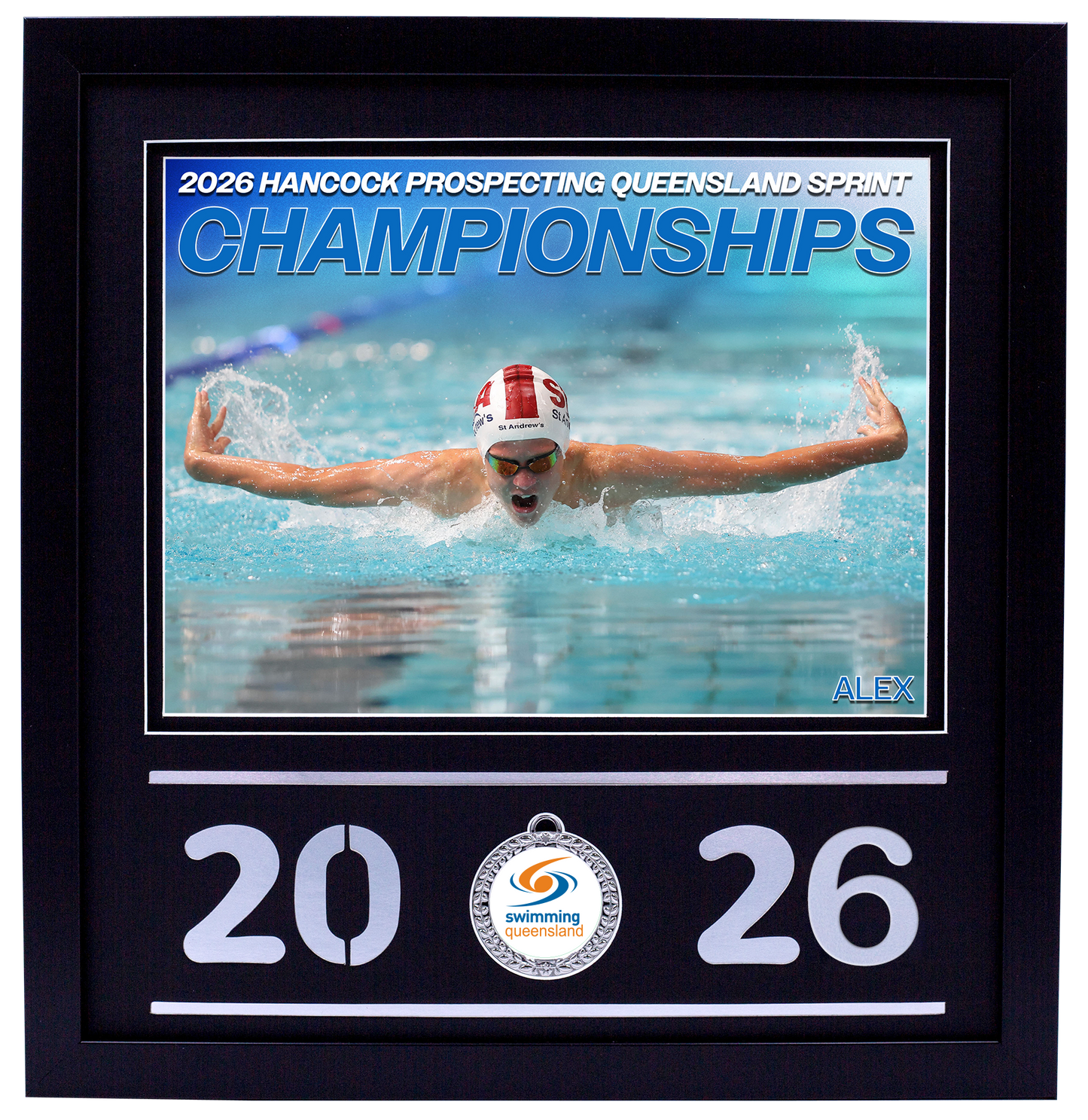 2026 QLD Sprint Championships Black Medal Shots Frame