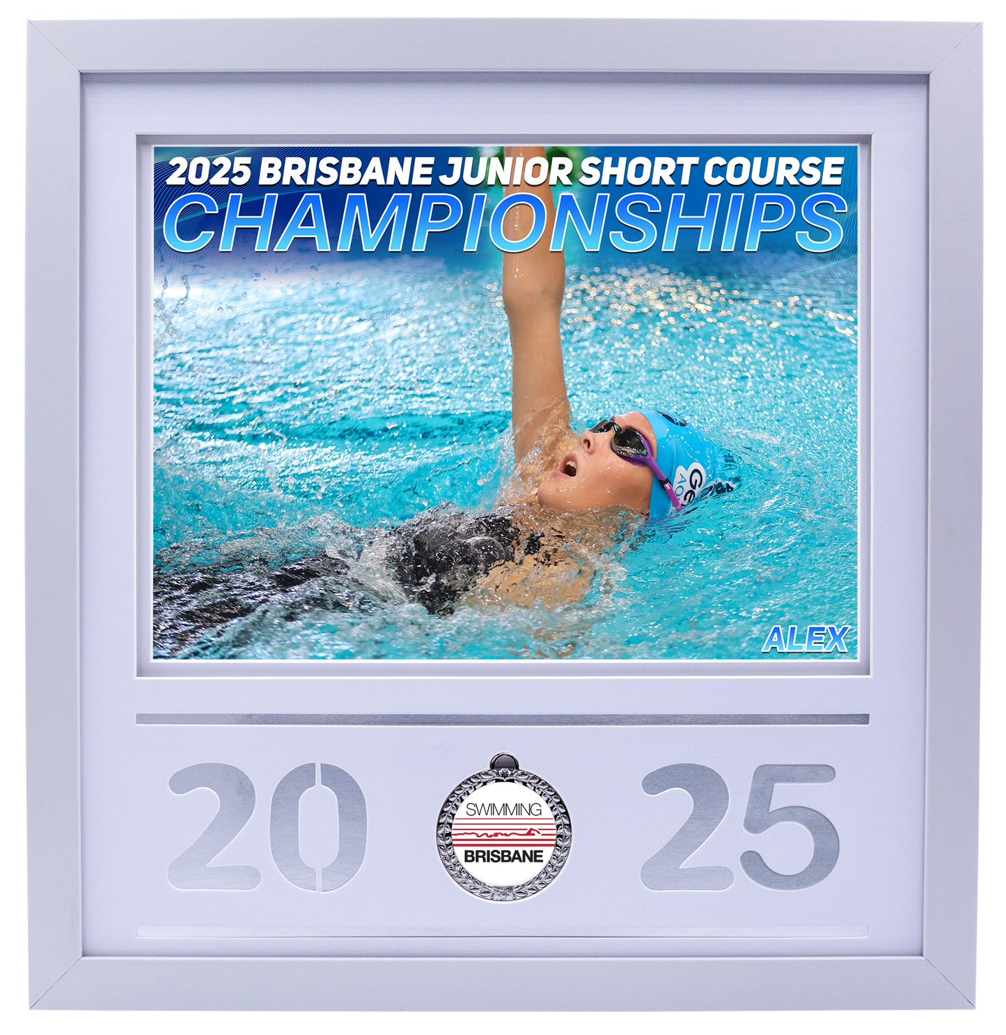 2025 Brisbane Junior Short Course Championships White Medal Shots Frame
