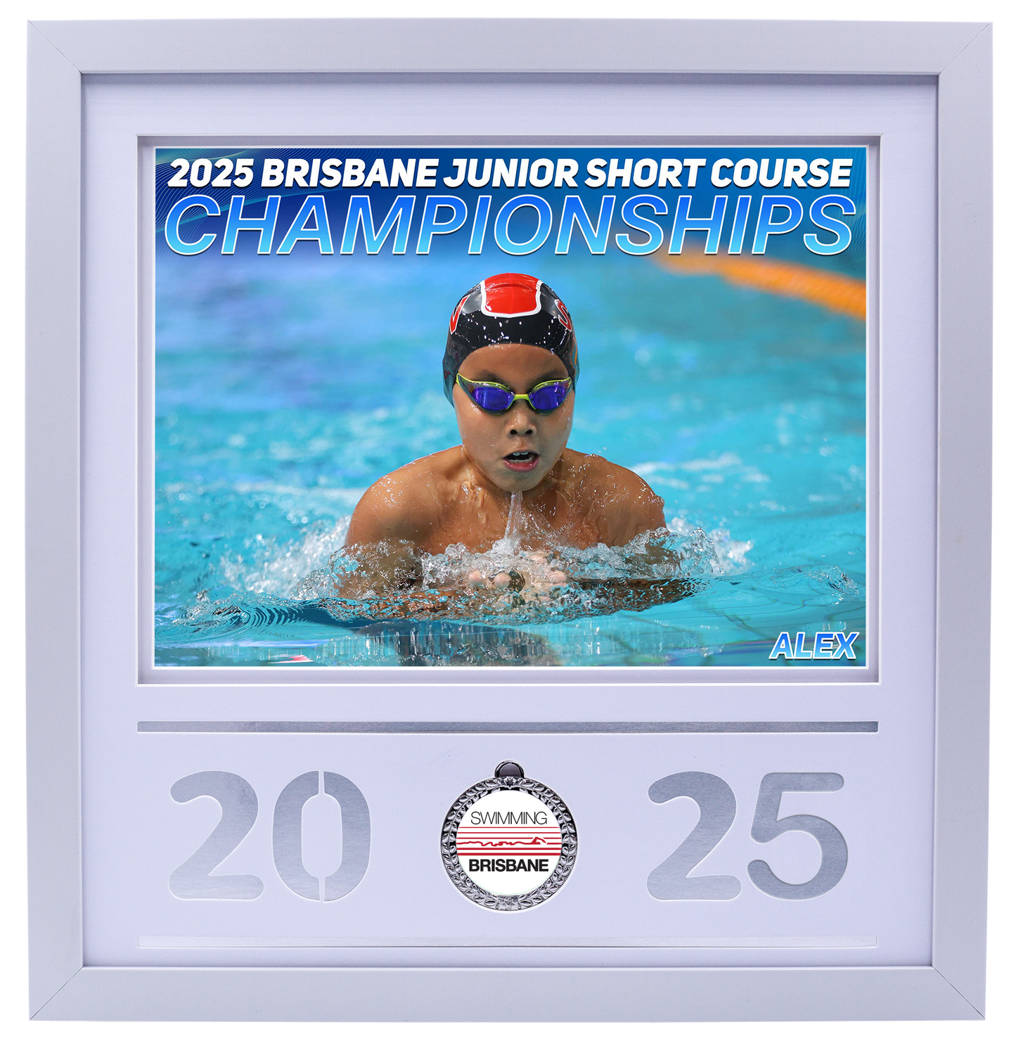 2025 Brisbane Junior Short Course Championships White Medal Shots Frame