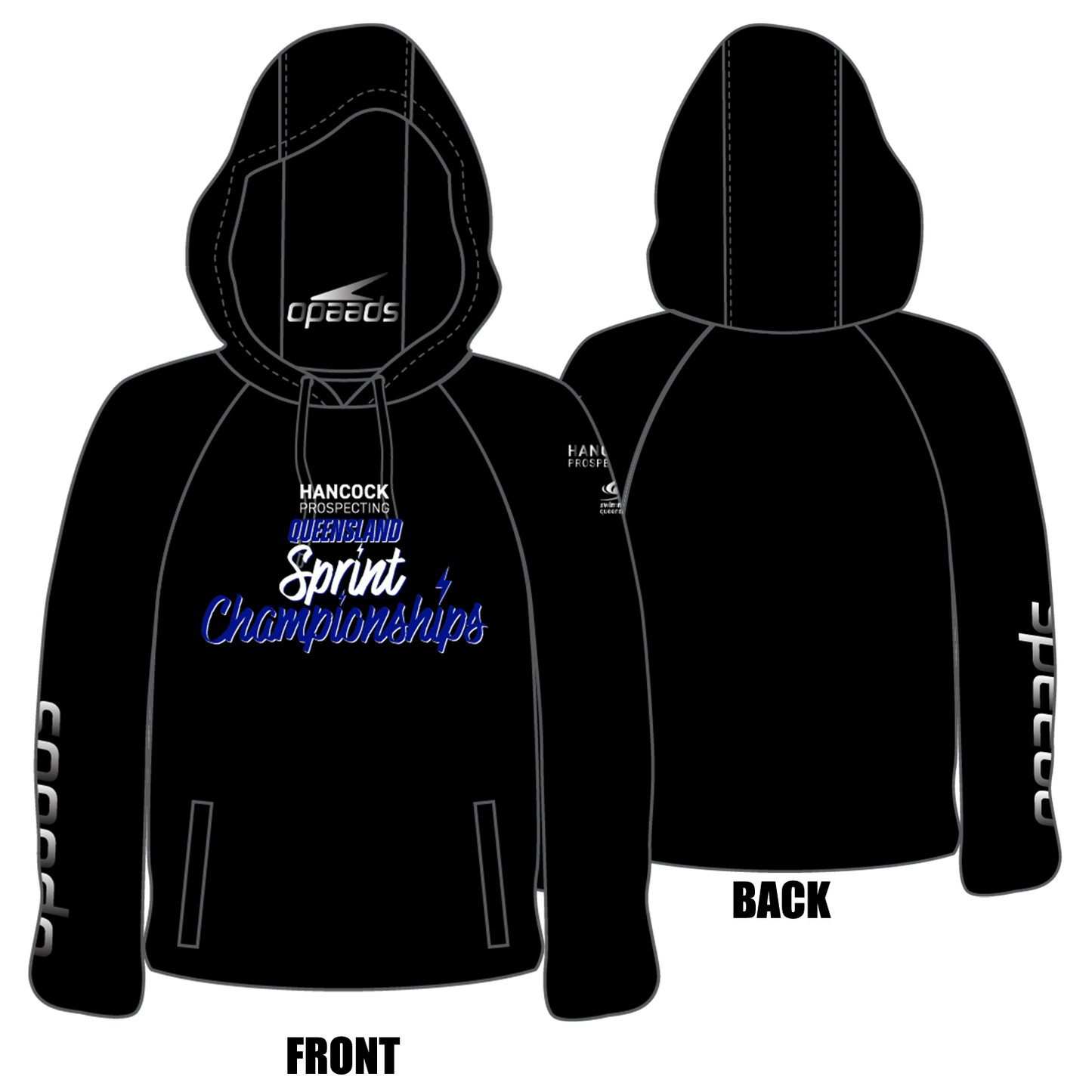 Swimming QLD State Sprints - Speedo Black Hoodie
