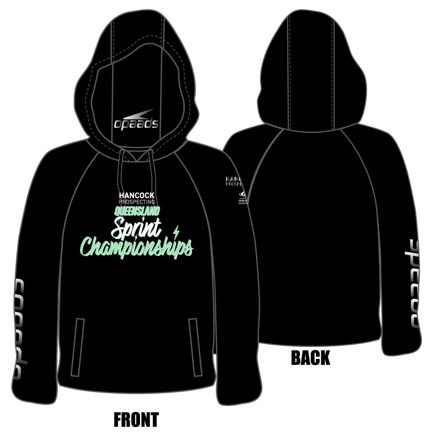 Swimming QLD State Sprints - Speedo Black Hoodie