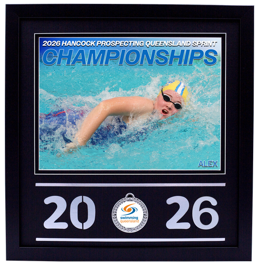 2026 QLD Sprint Championships Black Medal Shots Frame