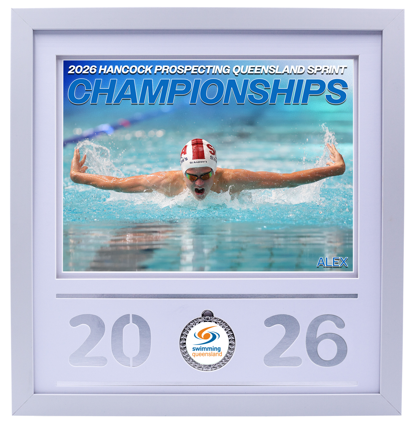 2026 QLD Sprint Championships White Medal Shots Frame