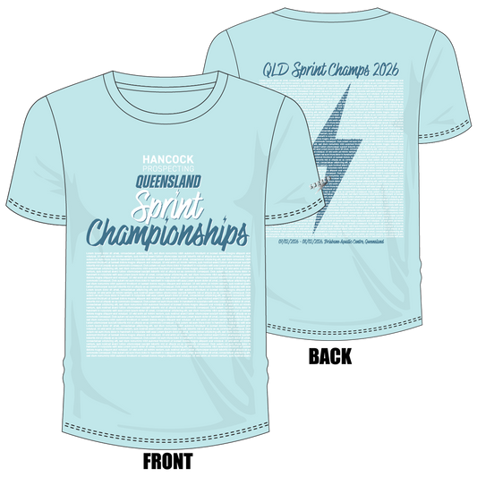 Swimming QLD State Sprints - Aqua Unisex Names T-Shirt