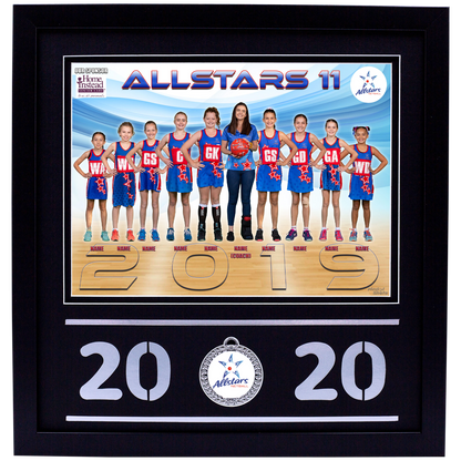 Framed Team Photo with Medal