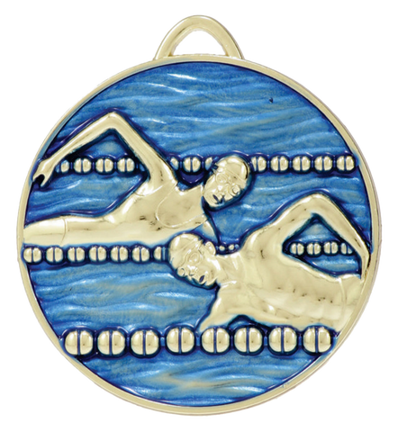 Painted Swimming Medal - No Insert